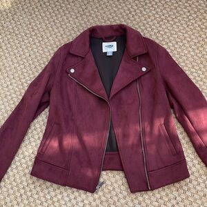 Never worn Old Navy burgundy suede jacket.